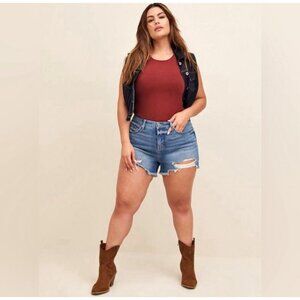 NEW! Torrid Distressed Denim Jean Shorts High Rise Blue SZ 12